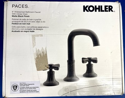 KOHLER Paces 8'' Widespread Bathrm Faucet Cross Handles Matte Black NEW Open-Box
