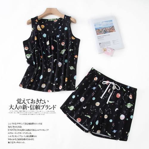 Knitted Cotton Pyjamas Ladies Sleeveless Vest Shorts Pyjama Set PJs Nightwear - Picture 18 of 28
