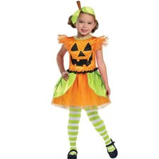 Girls Way to Celebrate Pumpkin Dress Up Halloween Costume Size 6/6X Headband NWT