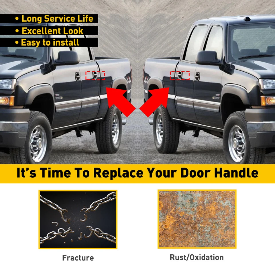 For Chevy GMC Outside Outer Exterior Door Handle Left & Right Rear Passenger - Image 3 of 4