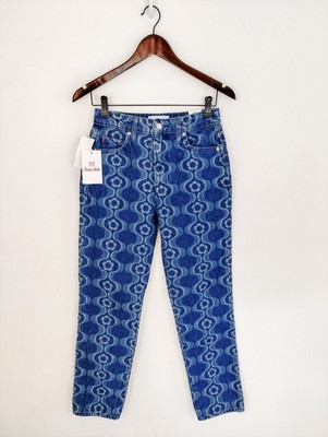 Aritzia Sunday Zola Jeans 2 Blue High Rise Mom Floral Kaleidoscope Boho Coquette