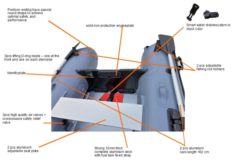 Schlauchboot Ruderboot AQUALELA 230 Alu Boden Paddelboot Gummiboot rot RIB - Bild 4 von 4