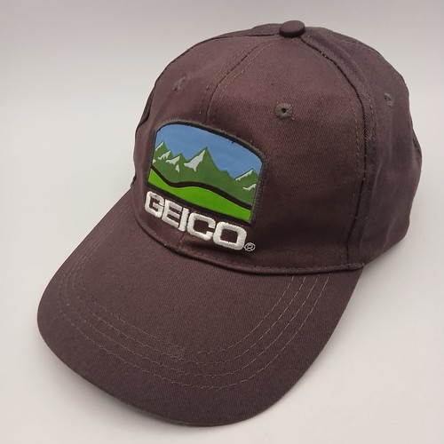 Geico Hat Advertising Cap Strap Back Gray White Script Mountain Patch Logo CMA - 第 5/24 張圖片