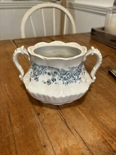 ANTIQUE DUNN BENNETT BURSLEM ENGLAND RECHERCHE BLUE WHITE FLORAL TUREEN BOWL