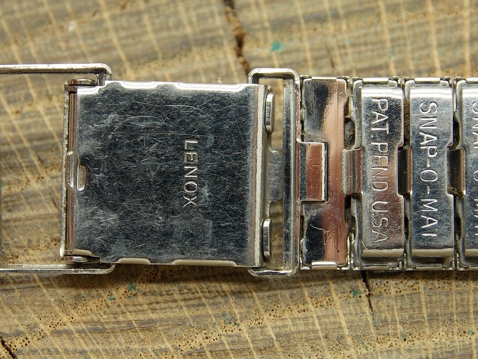 Correa de reloj vintage Lenox Snap-O-Mat años 50 17,5 mm acero inoxidable nueva de stock sin usar Foto 4 de 4