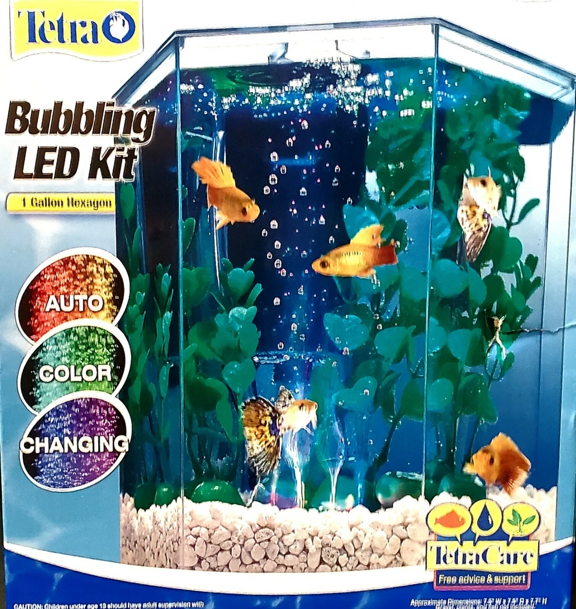Tetra Bubbling LED Aquarium Kit Gallon, Hexagon Shape, With