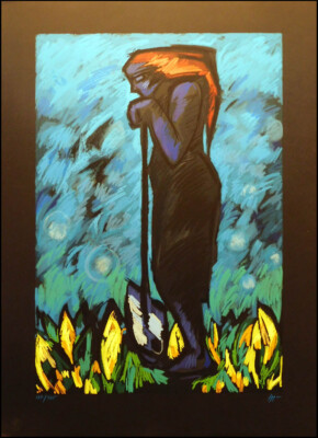 Ai: Artist Untitled serigraph on Paper Hand Signed Blue Make an Offer!