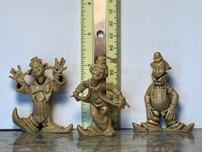 Vintage Hard Plastic Clown Figures Toy Hong Kong 2.5" Lot Of 3