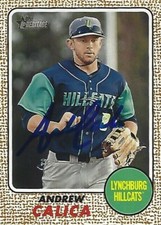 Autographed 2017 Topps Heritage Minors #109 Andrew Calica Cleveland Indians