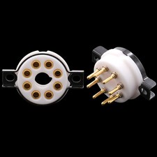 EIZZ 8 Pin Octal PTFE Tube Socket For KT88 6550 6V6 274B Gold Plated Brass Pin