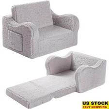 Kids Couch 2-in-1 Fold Out Toddler Sofa Lounger Comfy Machine Washable Furniture