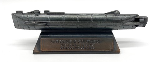 CSS Hunley Ironclad Submarine H.L. Hunley 1950s Metal Bank Model C&S