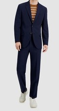  395 Nautica Men's Blue Modern-Fit Bi-Stretch Jacket Pants 2-Piece Suit Size 36R