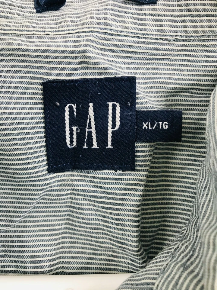 Gap платье рубашка мужская размер очень большой серый мини в полоску длинным рукавом на пуговицах - Изображение 4 из 4