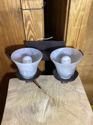 Quoizel LP86021B Glass Wall Sconce Lighting Shades 2 Dark Bronze Color - Picture 2 of 10