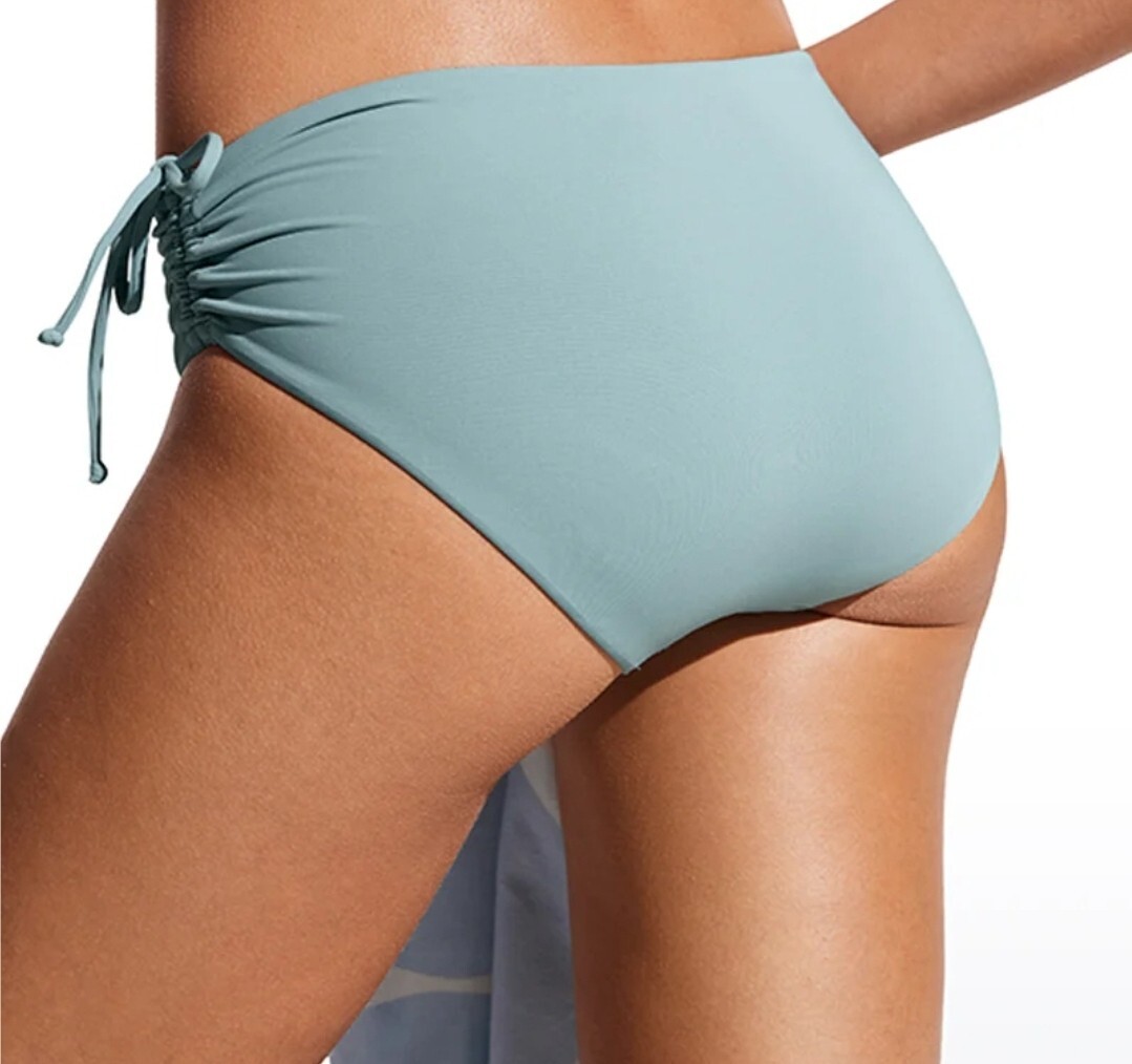 CRZ YOGA M Light Grayish Blue Sunshine Side Tie Adjustable Bikini Swim Bottom