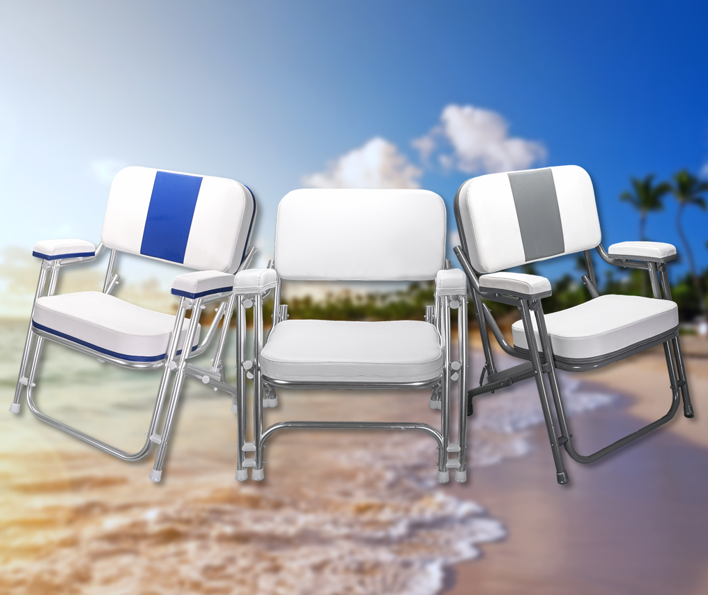 Pactrade Marine White Folding Deck Chair UV Resistant Vinyl 1