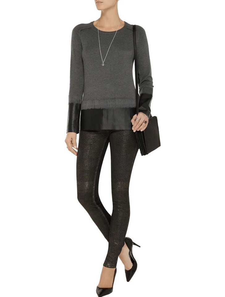 Новый с Ярлыками - линия трикотажа 'авангард' уголь/черный RUNWAY кожи/вязаный свитер - S - Изображение 3 из 4