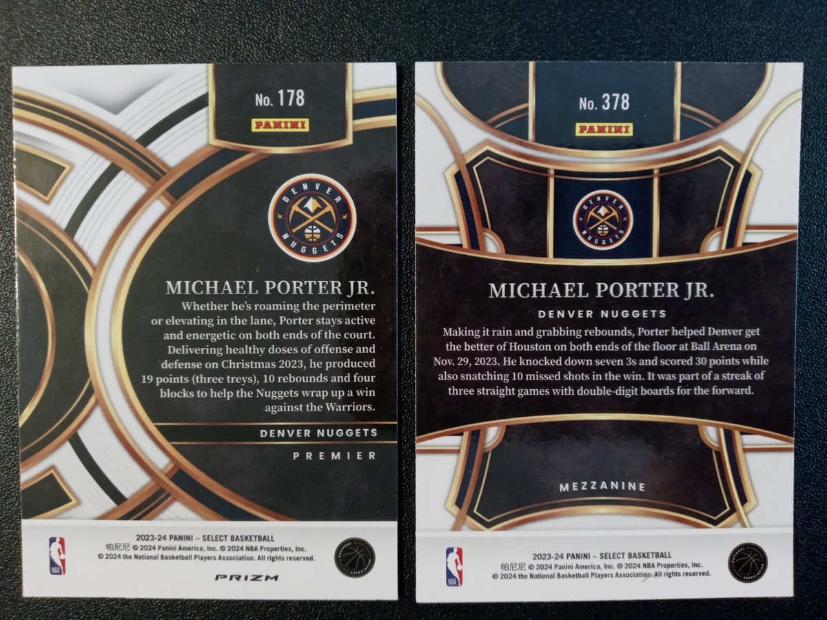 2) 2023-24 Panini Select Silver Tectonic Michael Porter Jr. Prizm