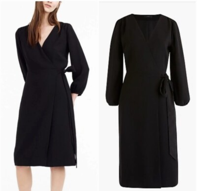 J Crew Women's Wrap Dress in 365 Crepe Black Size Sz H6292