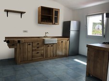 Cucina scolapiatti mensola INDUSTRIAL NO elettrodomestici 240x65xh90cm SU MISURA