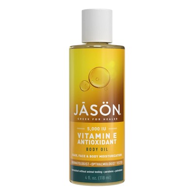 JASON Vitamin E 5,000 IU Moisturizing Body Oil, For Hair, Face, and Body, 4 Flui
