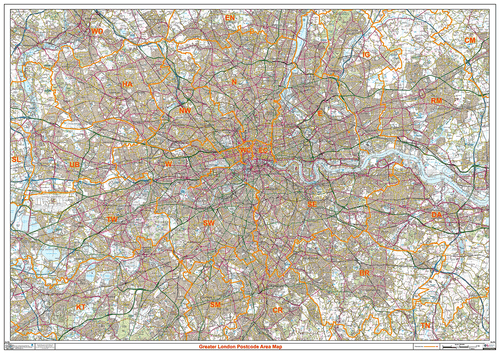 Greater London Postcodes, Map of London Area Postcodes - Picture 1 of 6