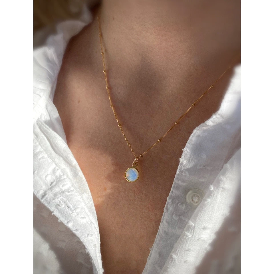 Collar Satélite Lleno Oro 14kt Opalita