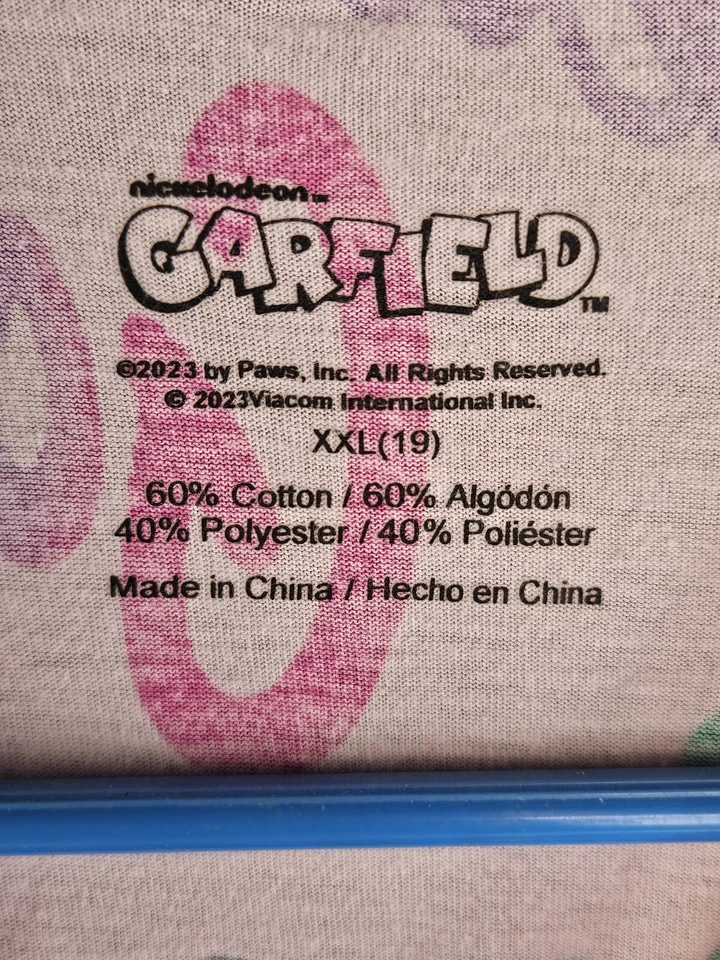 Camisa Garfield Mujer XXL 2XL Juniors (19) Colorida Manga Corta Mezcla Algodón  Foto 3 de 4