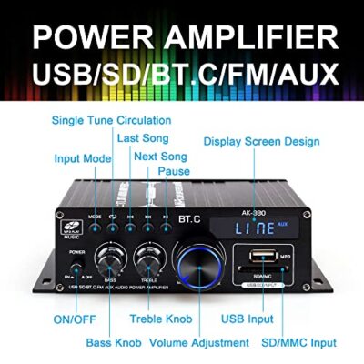 AK-380 Bluetooth Amplifier with Remote Control Function 2.0