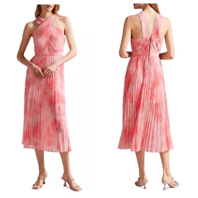 Ted Baker Allover Mirelia Crisscross Halter Pleated Midi Dress