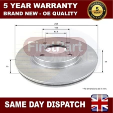 Fits Ford Fiesta 2008- Ka 2016- + Other Models Firstpart Front Brake Disc #1