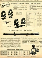 1962 Print Ad of Lyman All American Tru-Lock Rifle Scope Mount, Super-Targetspot