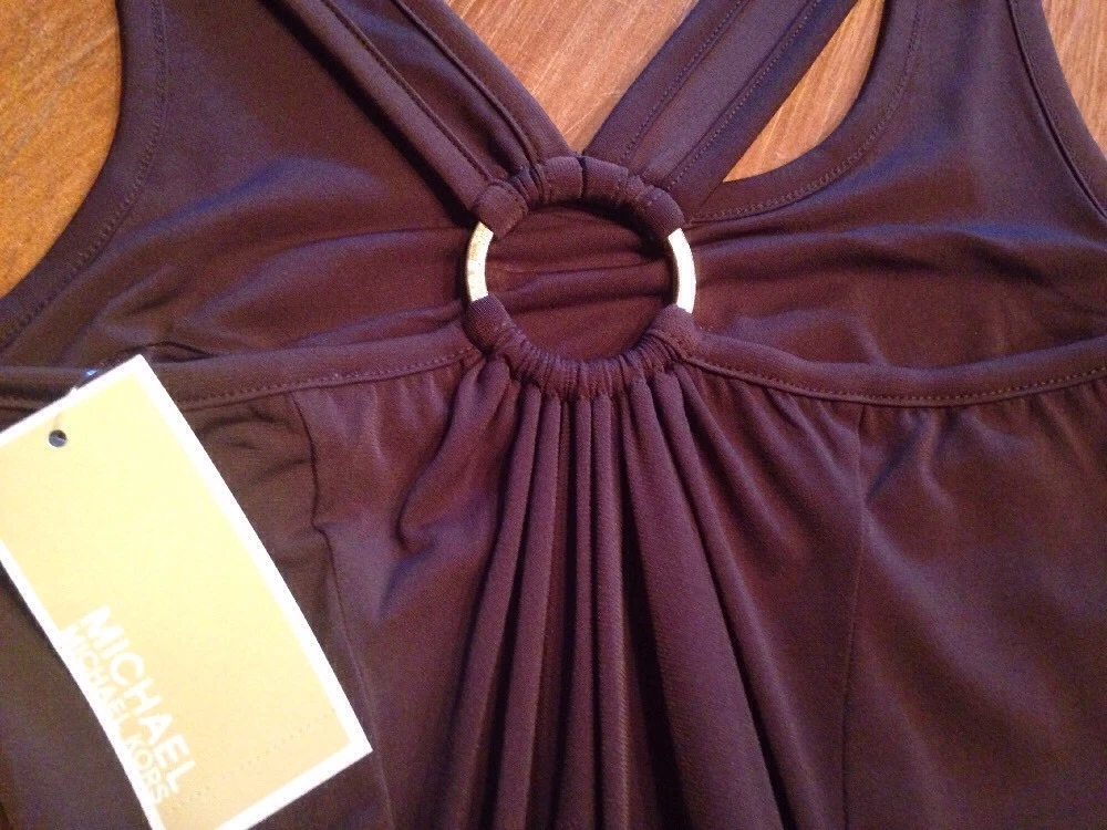 Maxi abito tubino MICHAEL KORS marrone cioccolato nuovo con etichetta taglia XS o S $140