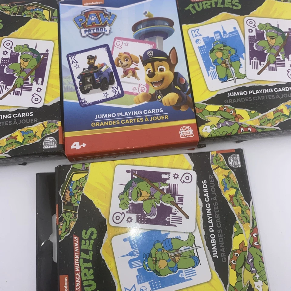 Paquete de 4 juegos de cartas para niños de 4+ años Paw Patrol/adolescente mutante Ninja Turtles juego ABC Foto 4 de 4