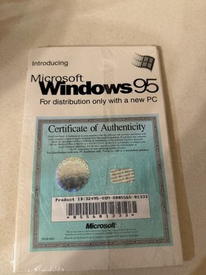 Microsoft Windows 95 OEM COA Certificate of Authenticity Sealed No Disks