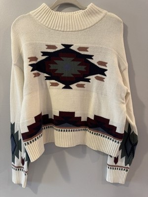 Lucky Brend Women Knit Sweater Size M Aztec Southwestern Geometric wool