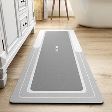 Bath Mat Rug Runner Long Bathroom Non Slip Absorbent Quick Dry 17x50 Inch Grey
