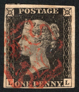 QV NICE USED 1D BLACK 4 MARGINS PLATE.