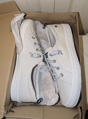 Sperry Women's Crest Vibe Linen White Sneaker (STS99250) Sz 8.5