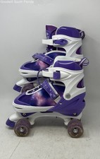Gonex Unisex Kids Purple White Light Up Wheels Roller Skates Size 4-7 With Box