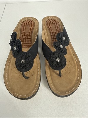 Aomigoct Comfort Wedge Black Sandals Arch Support Non Slip Size EU 45 US 11.5/12