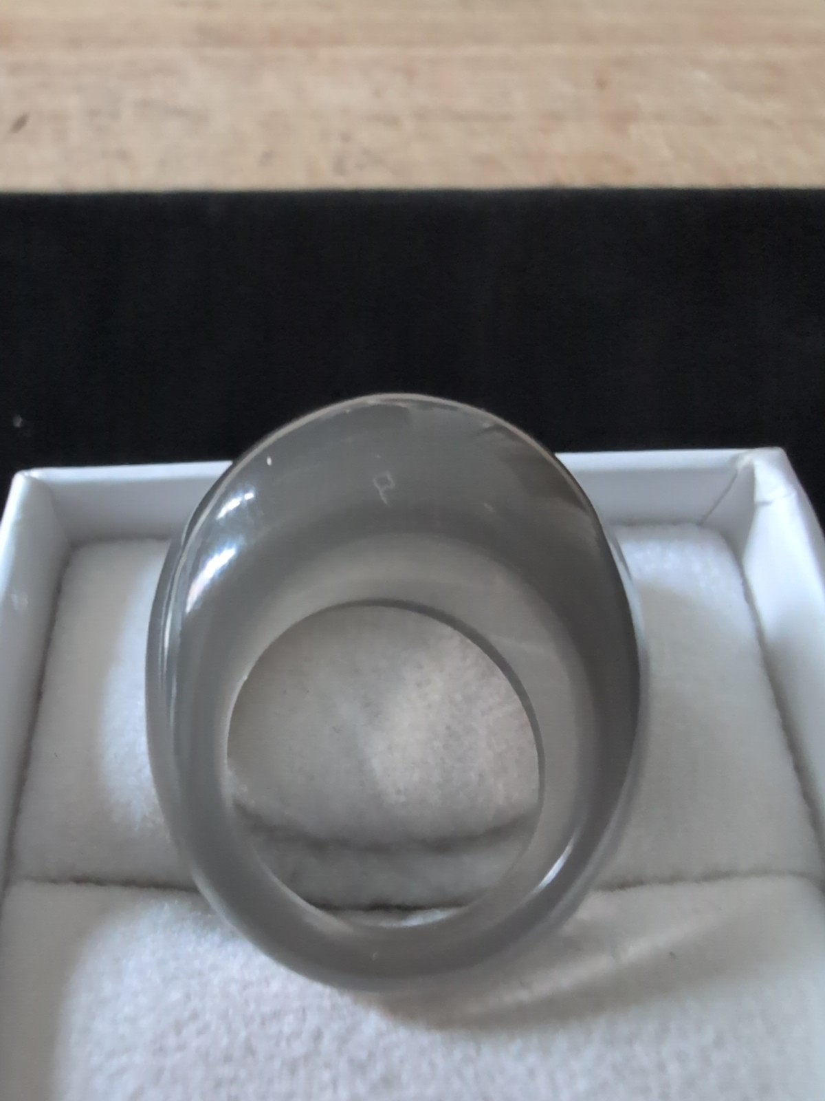 Unique Size Hyperbolic Gray Bakelite Ring Iridesc… - image 1