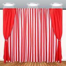 3 PCS Red White Striped Carnival Circus Party Backdrop Curtains Photography