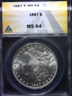 1887-P Morgan Silver Dollar - ANACS MS64 - Very Choice BU Coin!