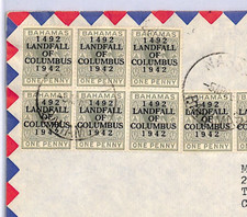 BAHAMAS KGVI Cover 1942/1492 *LANDFALL OF COLUMBUS* 1d BLOCK{8} Air 1961 WM380