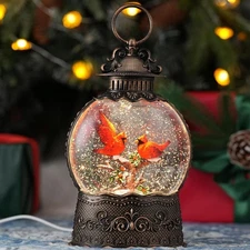 Christmas Snow Globes Cardinal Gift, Light up Musical Snow Globe Christmas Decor