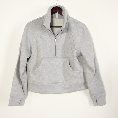 Women s S Gray 1/4 Zip Knit Long Sleeve w/Thumb Holes Pullover Sweatshirt