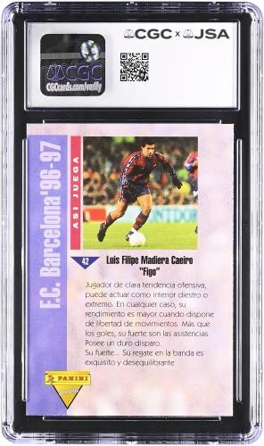 Luis Figo FC Barcelona Signed 1996-97 Panini FC Barcelona #42 CGC Auto 10 Card view 2