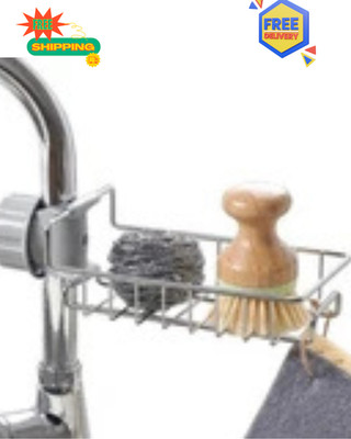 Kitchen Sink Faucet Rack Sponge Holder Soap Dish Cloth Drain Storage Organizer